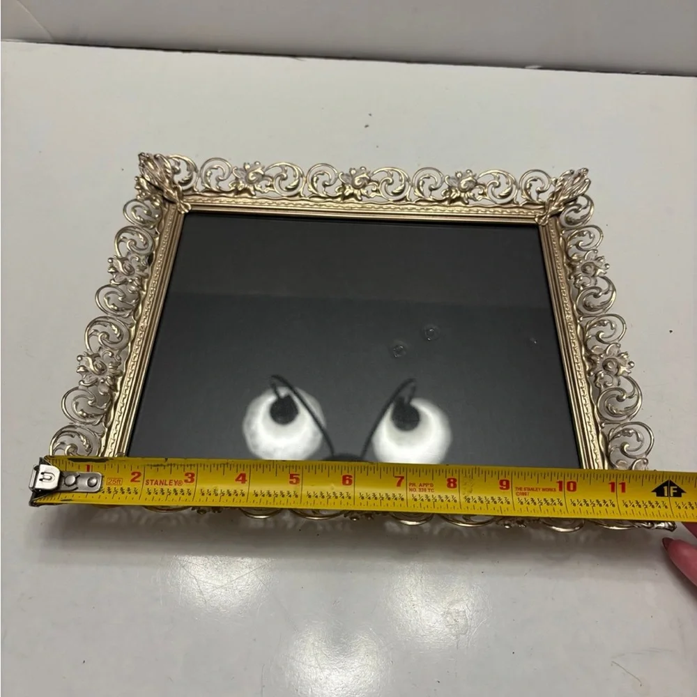 Gold tone 8x10 Hollywood Regency Metal Photo Frame Tabletop Wall